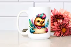 Vibrant Baby Chicken with Blank Sign, PNG Product Image 2