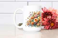 Colorful Watercolor with Small Orange Roses | Sublimation Product Image 2