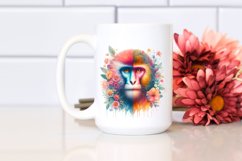 Pastel Watercollor Vibrant Monkey with Flowers | Clipart Product Image 2
