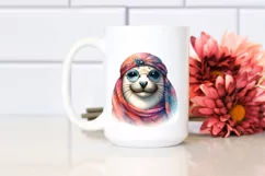Vibrant Seal Portrait Silk Scarf | Sublimation Clipart Product Image 2