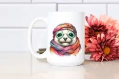 Vibrant Seal Portrait Silk Scarf | Sublimation Clipart Product Image 2