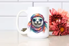 Vibrant Seal Portrait Silk Scarf | Sublimation Clipart Product Image 2