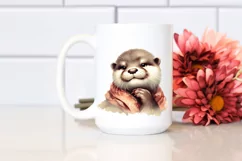 Funny Otter Portrait Vintage Look | Sublimation Clipart Product Image 2