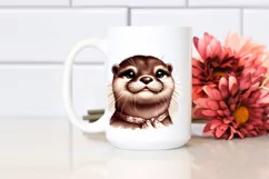 Funny Otter Portrait Vintage Look | Sublimation Clipart Product Image 2