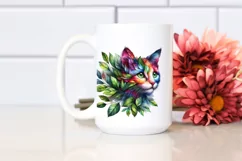 Abstract Vibrant Kitten with Leaf Body PNG Product Image 2