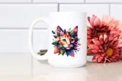 Abstract Vibrant Kitten with Leaf Body PNG Product Image 2