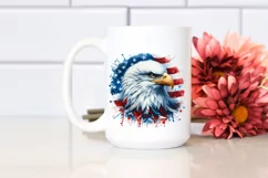 Watercolor Detailed Patriotic Bald Eagle | USA Flag Collors Product Image 2