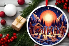 Round Christmas Ornament Sublimation|Clipart Product Image 2
