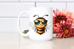 Funny Cute Bee Portrait Smiling Sunglasses | Sublimation Product Image 2