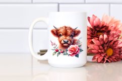 Cute Watercolor Baby Highland Cow Clipart Product Image 2