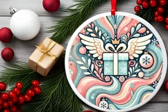 Round Christmas Ornament Sublimation|Clipart Product Image 1