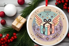 Round Christmas Ornament Sublimation|Clipart Product Image 1