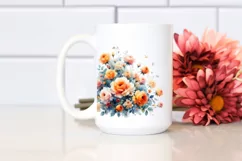 Vibrant Watercolor Abstract with Orange Roses | Sublimation Product Image 2