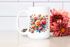 Vibrant Watercolor Abstract with Orange Roses | Sublimation Product Image 2