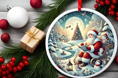 Round Christmas Ornament Sublimation|Clipart Product Image 1