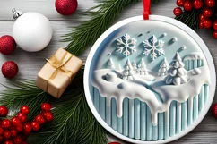 Round Christmas Ornament Sublimation|Clipart Product Image 1