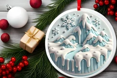Round Christmas Ornament Sublimation|Clipart Product Image 1