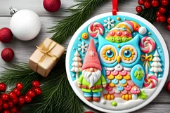 Round Christmas Ornament Sublimation|Clipart Product Image 1
