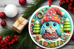 Round Christmas Ornament Sublimation|Clipart Product Image 1