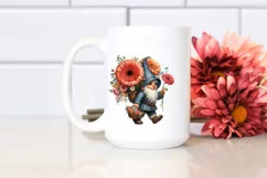 Detailed Gnome with Gerbera Bouquet Clipart Product Image 2