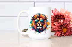 Vibrant Quirky Lion Sticker | Artistic Summer Clipart Product Image 2