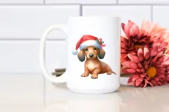 Pastel Dachshund with Santa Hat PNG Product Image 2