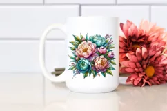 Detailed Vibrant Pastel Wooden Small Stained Peonies, Product Image 2