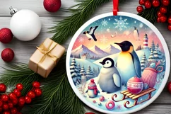Round Christmas Ornament Sublimation|Clipart Product Image 1