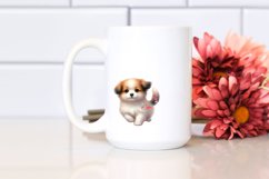 Colorful Cute Dog Tumbling with Petals | Clipart Product Image 2