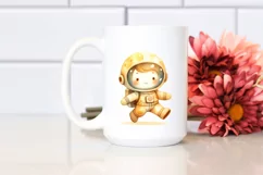 Washed Watercolor Yelloish Whimsical Astronaut Boy | Product Image 2