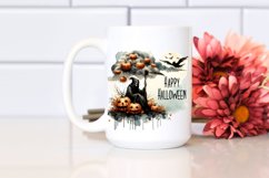 Watercolor Style Halloween Reaper Sitting on Cloud with Product Image 2