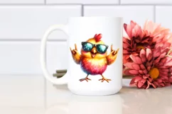 Funny Chicken with Rocker Sign | Clipart Product Image 2
