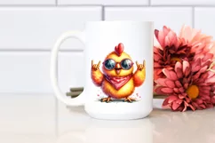 Funny Chicken with Rocker Sign | Clipart Product Image 2