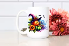 Vibrant Drawing of Witch with Pumpkin | Clipart Product Image 2