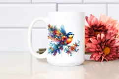 Vibrant Abstract Bird Flower Sticker | Watercolor Clipart Product Image 2