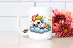 Colorful Baby Cockatoo on Cloud Clipart Product Image 2