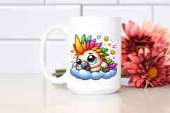 Colorful Baby Cockatoo on Cloud Clipart Product Image 2