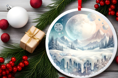 Round Christmass Ornament PNG Product Image 2