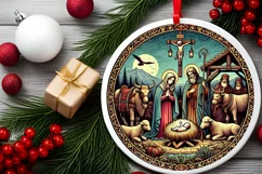 Round Christmas Ornament Sublimation|Clipart Product Image 1