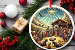 Round Christmas Ornament Sublimation|Clipart Product Image 1