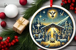 Round Christmas Ornament Sublimation|Clipart Product Image 1