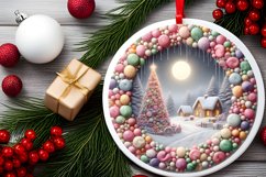 Round Winter Scene Ornament Sublimation PNG Product Image 2