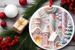 Round Winter Scene Ornament Sublimation PNG Product Image 2