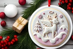 Round Christmas Ornament Sublimation|Clipart Product Image 1