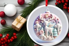 Round Christmas Ornament Sublimation|Clipart Product Image 1