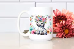 Cartoon-Style Zebra with Pastel Flower Crown Clipart Product Image 2
