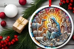 Round Christmas Ornament Sublimation|Clipart Product Image 1
