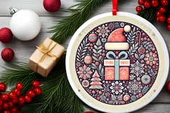 Round Christmas Ornament Sublimation|Clipart Product Image 1