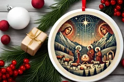 Round Christmas Ornament Sublimation|Clipart Product Image 1