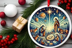 Round Christmas Ornament Sublimation|Clipart Product Image 1